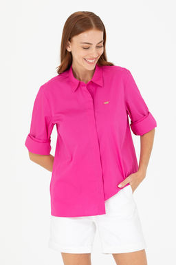 U. S. Polo Assn Женская рубашка с длинным рукавом цвета фуксии