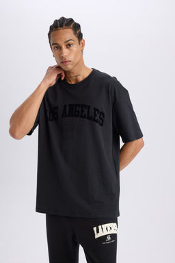 NBA Los Angeles Lakers Oversize Geni_ Kal_p Bisiklet Yaka K_sa Kollu Ti__rt