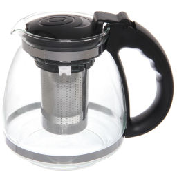 Чайник заварочный стеклянный 1500мл "Элегант", цвет черный