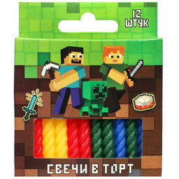 Набор свечей для торта С Днем Рождения, 12 штук, Майнкрафт - Simaland фото 3