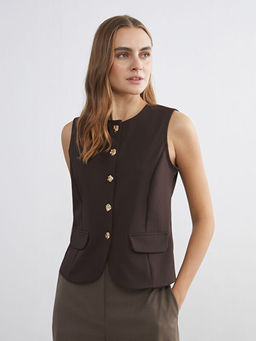 Bisiklet Yaka Kad?n Klasik Yelek