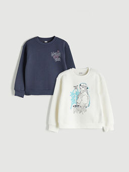 Bisiklet Yaka K?z ?ocuk Sweatshirt 2li