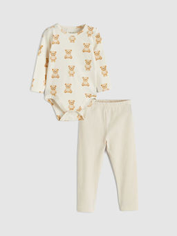 Bask?l? Erkek Bebek ??t??tl? Body ve Tayt