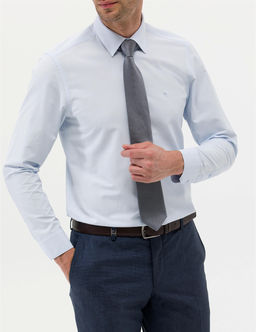 A__k Mavi Slim Fit Uzun Kollu Basic G_mlek