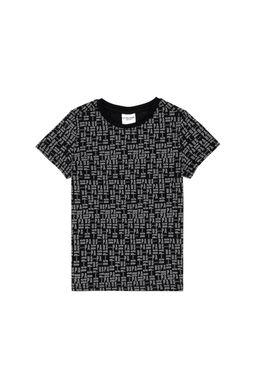 Erkek _ocuk Siyah Bisiklet Yaka Ti__rt Sepette S_rpriz _ndirim