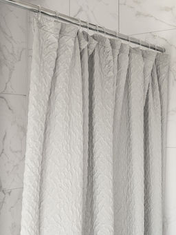 Шторка для ванной 200x200 светло-серый полиэстер - Denastia фото 5