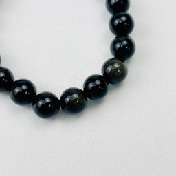 Браслет из золотистого Обсидиана со вставкой "Сердце" 16,5 см