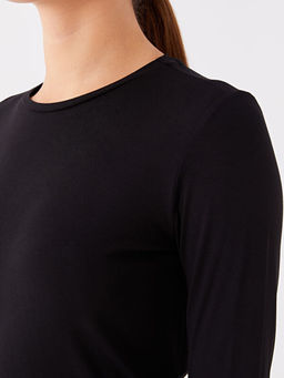 Bisiklet Yaka D?z Uzun Kollu Kad?n Ti??rt