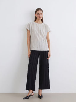 Bisiklet Yaka Dokulu Bluz