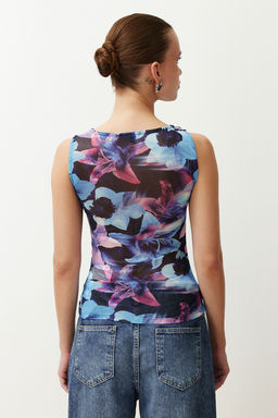 Siyah Soyut Desenli Buzgu/Drape Detayl? Regular/Normal Kal?p Kay?k Yaka Bluz TWOSS24BZ00544 - Trendyolmilla фото 14