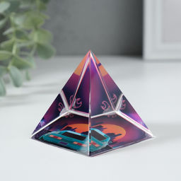 Фигурка стекло пирамида «Вид на город», 6×6×6 см