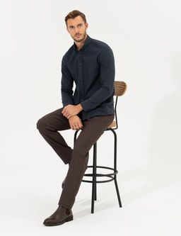 Lacivert Slim Fit Uzun Kollu G_mlek