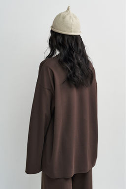 Лонгслив хлопковый с необработанным краем Коричневый - Erist store фото 7