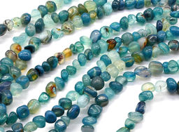 Бусины из агата тонированного галтовка 10*6мм цв.голубой, 36см, 48 бусин Радуга камня