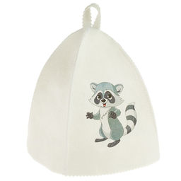 Цена за 2 шт. Шапка для бани с детской термопечатью "Енот"