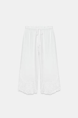 PANTAL?N BORDADOS CON LINO ZW COLLECTION / Blanco roto
