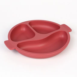 Тарелка детская 3 секции, M&B, 22.5×19.5×3, силикон, вишневый