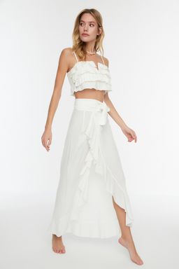 TRENDYOLMILLA Ekru Maxi Dokuma Volanl? Plaj Etegi TBESS19WV0004  фото 10