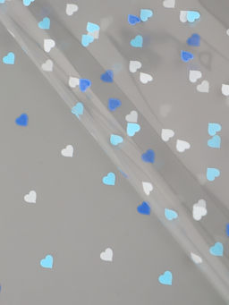 Плёнка для цветов «Сердечки конфетти», прозрачный/сине-голубой, 0.7×7.6 м, 40 мкм, 200 г