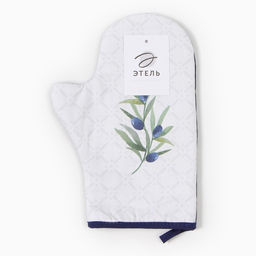 Варежка-прихватка Этель Олива 20х28см,саржа, 100% х/л, ватин 250г/м2  фото 4