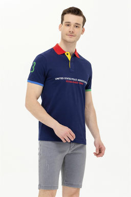 U. S. Polo Assn / Мужская темно-синяя футболка с воротником-поло - U.s. polo assn фото 10
