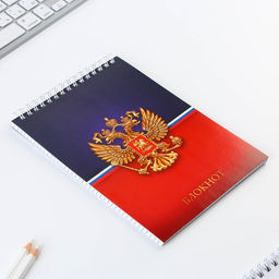 Цена за 2 шт. Блокнот, формат А5, 40 л., картонная обложка мягкая «Герб России»