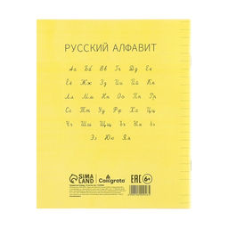 Цена за 10 шт. Тетрадь 18 листов линейку, пластиковая обложка, с алфавитом, желтая