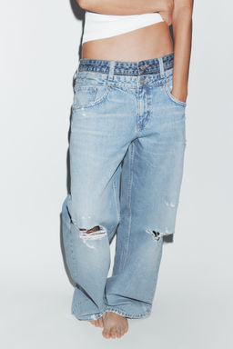 TRF STRAIGHT JEANS WITH DOUBLE WAISTBAND - Zara фото 2