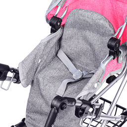 Коляска зима-лето для кукол, металл. с сумкой-переноской, с корзиной, цвет серо-розовый