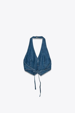 TIE DENIM TOP - Zara фото 13