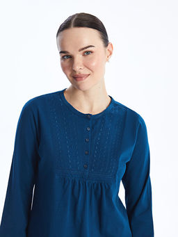 Bisiklet Yaka Nak??l? Uzun Kollu Kad?n Bluz