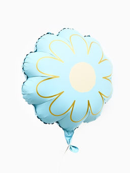 Воздушный шар фольгированный 21 Ромашка. Золотые лепестки, набор 5 шт., голубой сатин - Страна карнавалия фото 2