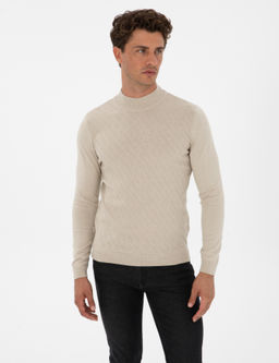 Kum Melanj Slim Fit Yar_m Bal_k__ Yaka Triko Kazak - Pierre cardin фото 3