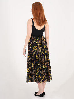 Шифоновая юбка ярусная с цветочным принтом - Almond фото 4