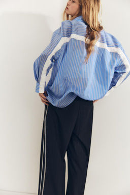 OVERSIZE STRIPED POPLIN SHIRT - Zara фото 6