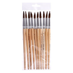 Цена за 10 шт. Кисть для рисования, белка, № 10, круглая, деревянная ручка, международный размер