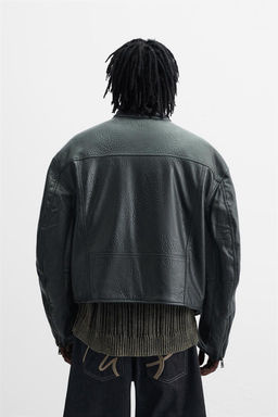 SPRAY EFFECT LEATHER BIKER JACKET - Zara фото 3