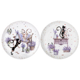 НАБОР ТАРЕЛОК ЗАКУСОЧНЫХ LEFARD ЛАВАНДОВЫЕ КОТЫ 2 ШТ. 20,5*2 СМ (КОР=18НАБ.)