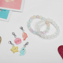 Набор «Выбражулька» 6 предметов: 2 браслета d=5 см, 4 сменных подвески, подводный мир, МИКС