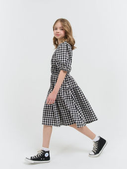 Платье хлопковое с коротким рукавом "Черно-белое" 7+