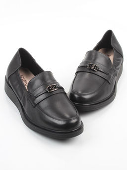 03-DEB103-1 BLACK Лоферы женские (натуральная кожа)