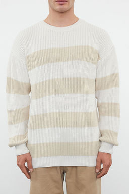 TRENDYOL MAN Koyu Yesil Casual Oversize Fit Genis Kal?p Bisiklet Yaka Cizgili Triko Kazak TMNAW23KZ00106 - Trendyolmilla фото 44