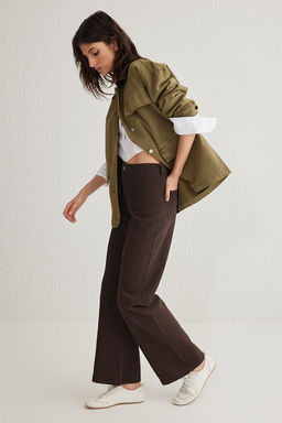 TRENDYOLMILLA Kahverengi Dikis Detayl? Yuksek Bel Wide Leg Jeans TWOSS25JE00034  фото 2