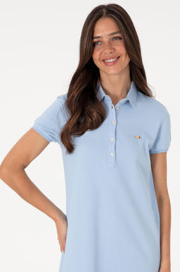 Kad_n A__k Mavi Polo Yaka Mini Boy _rme Elbise Sepette S_rpriz _ndirim - U.s. polo assn фото 2