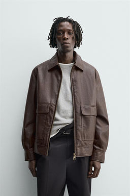FAUX LEATHER OVERSHIRT - Zara фото 2