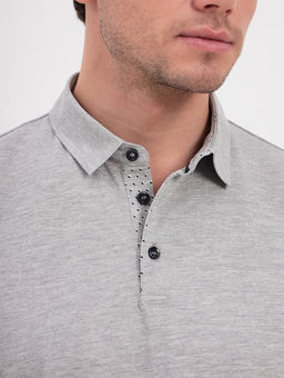 Джемпер мужской с воротником поло короткий рукав GREG G144-PM1246T-UT02 (серый м)  фото 3