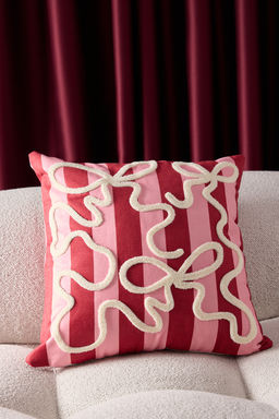 Tekli Cizgili Fiyonk Punch Detayl? K?rlent K?l?f? 45x45cm TPHAW26KKK00003