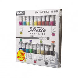 Краска акриловая PEBEO набор Studio Acrylics с кистью 20 цв. х 20 мл 833421 (833426)