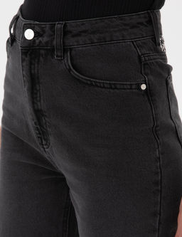 Antrasit Mom High Waist Fit Jean Pantolon