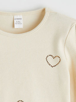 Kalp Bask?l? K?z ?ocuk Bluz ve Tayt Pantolon